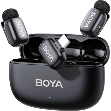 BOYA mini 2 Sistema de Micrófono Inalámbrico para 2 Personas con USB-C y Estuche de Carga