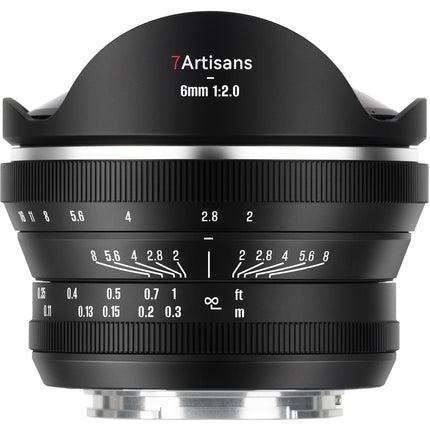 7Artisans 6mm f2 Objetivo Fisheye APS-C Ángulo 220° Manual para Fuji
