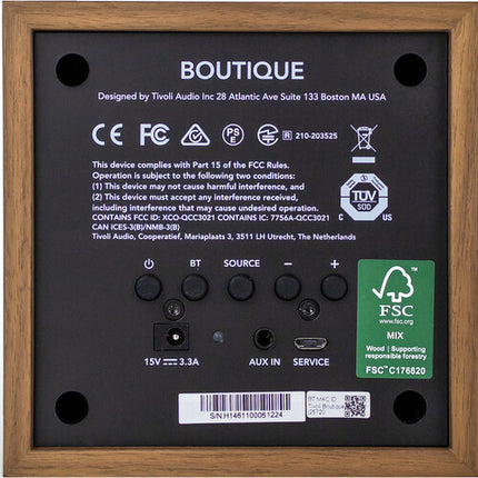 Tivoli Boutique Altavoz Bluetooth Madera 3 Pulg Full-Range Usb-C