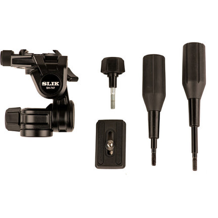 SLIK SH-747 Cabezal Pan-Tilt 3 Vías con Liberación Rápida Arca Tipo 15.4 lb 4.6"