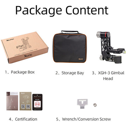 XILETU Cabezal Gimbal Profesional Capacidad 25 kg Liberación Rápida Arca-Type con Estuche