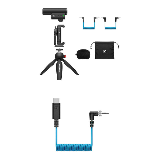 Sennheiser MKE 400 Micrófono Escopeta con Mini Trípode y Cable USB-C Bloqueo