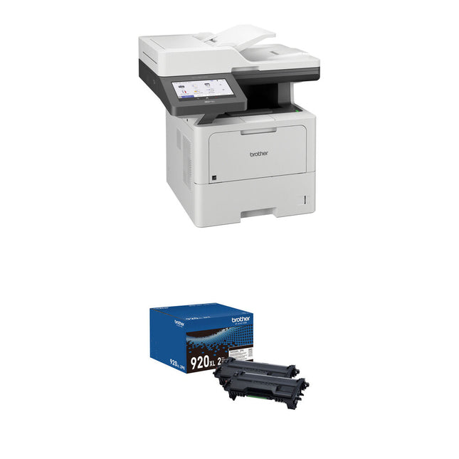 Brother MFC-L6810DW Impresora Láser Monocromo Todo en Uno 52 ppm y 620 Hojas Incluye Toner TN920XL2PK 2 Pack