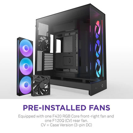 NZXT H9 Flow RGB Caja Mid-Tower Soporta ATX E-ATX Panel de Cristal Templado Negro