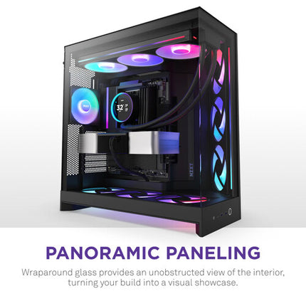 NZXT H9 Flow RGB Caja Mid-Tower Soporta ATX E-ATX Panel de Cristal Templado Negro
