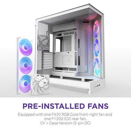 NZXT H9 Flow RGB Caja Mid-Tower Blanca Soporta ATX E-ATX 420mm Radiador