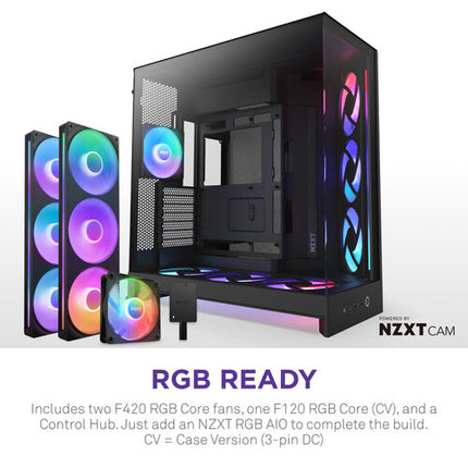 NZXT H9 Flow RGB+ Caja Mid-Tower Soporta ATX E-ATX 420mm Radiador