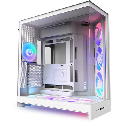 NZXT H9 Flow RGB+ White Caja Mid-Tower Soporte ATX E-ATX USB-C 420mm Radiador