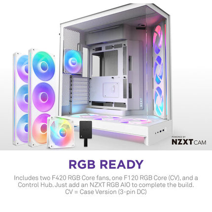 NZXT H9 Flow RGB+ White Caja Mid-Tower Soporte ATX E-ATX USB-C 420mm Radiador