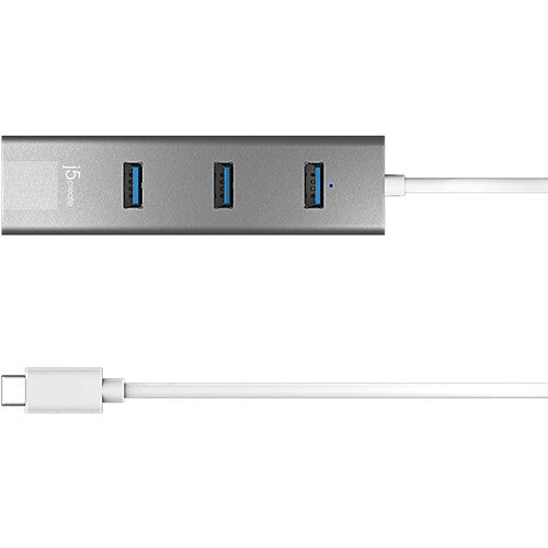 j5create Hub USB-C con 3 Puertos USB-A 3.0 y Ethernet RJ45 Gigabit