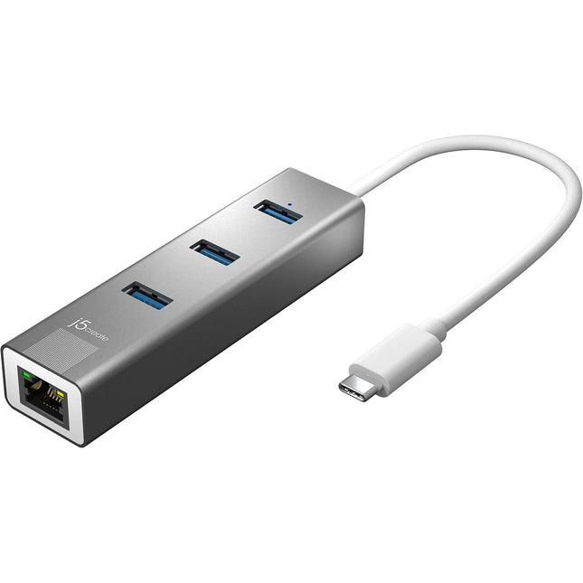 j5create Hub USB-C con 3 Puertos USB-A 3.0 y Ethernet RJ45 Gigabit