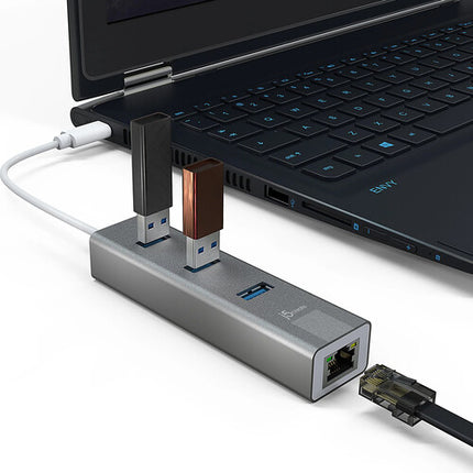 j5create Hub USB-C con 3 Puertos USB-A 3.0 y Ethernet RJ45 Gigabit