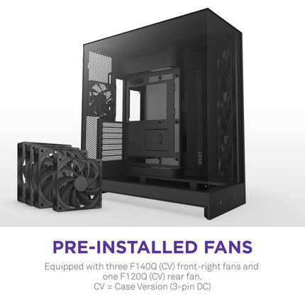 NZXT H9 Flow Caja Mid-Tower Soporte E-ATX Panel Vidrio Templado