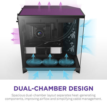 NZXT H9 Flow Caja Mid-Tower Soporte E-ATX Panel Vidrio Templado