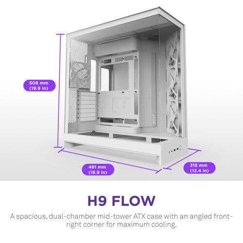 NZXT H9 Flow Caja Mid-Tower Blanca Soporta ATX Con 4 Ventiladores