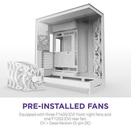 NZXT H9 Flow Caja Mid-Tower Blanca Soporta ATX Con 4 Ventiladores