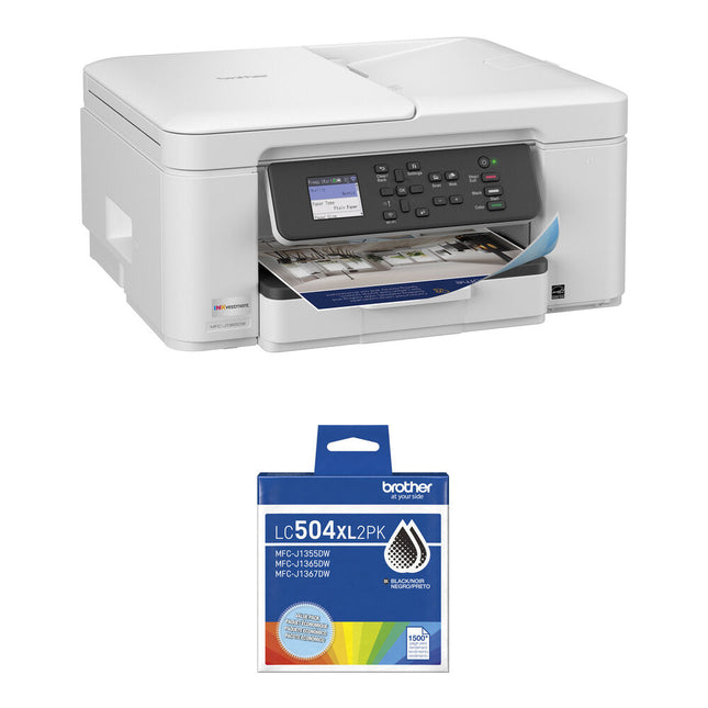 Brother MFC-J1365DW Impresora Multifunción Inkjet Color 16 ppm 1200x600 dpi con Tinta Negra Alta Capacidad 2-Pack