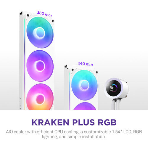 NZXT Kraken Plus 360 RGB Refrigeración Líquida CPU 360mm 3 Ventiladores RGB Blanca