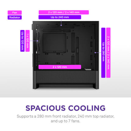 NZXT H3 Flow Caja Micro-ATX Negra Soporta Radiador 280mm y GPU 14.8"