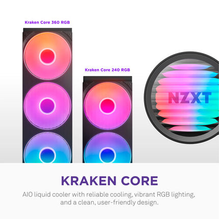 NZXT Kraken Core 360 RGB Enfriador Líquido CPU 360mm Triple Ventilador PWM