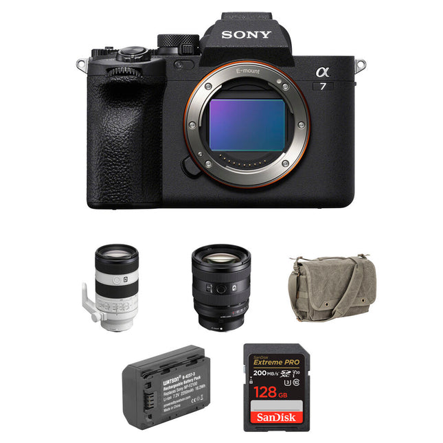 Sony a7 IV Cámara sin Espejo 33MP 4K 60p Lentes 20-70mm y 70-200mm y Kit Básico