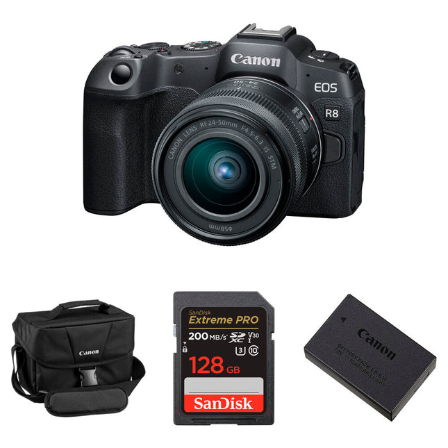 Cámara Sin Espejo Canon EOS R8 24.2MP Vídeo 4K 24-50mm Kit Completo