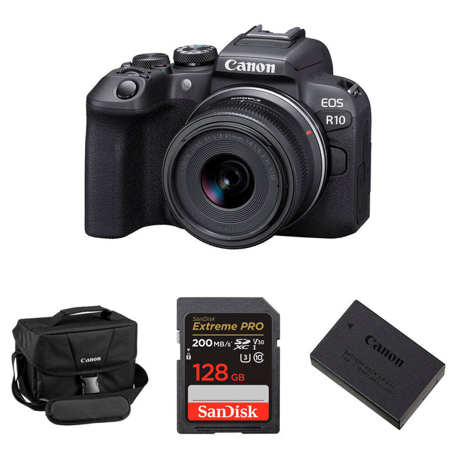 Canon EOS R10 Cámara sin Espejo 24.2MP 4K con Lente 18-45mm Kit Essentials Plus