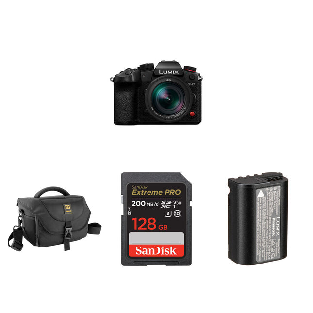 Panasonic LUMIX GH7 Cámara Sin Espejo con Lente 12-60mm F2.8-4 y Kit Essentials 128GB