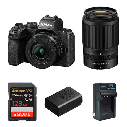 Cámara sin Espejo Nikon Z50 II con Lentes 16-50mm y 50-250mm Kit Essentials memoria 128GB batería extraíble
