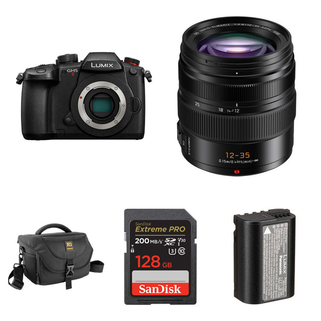 Panasonic LUMIX GH5 II Cámara Sin Espejo 20.3MP 4K 60p con Lente 12-35mm F2.8 Kit Completo