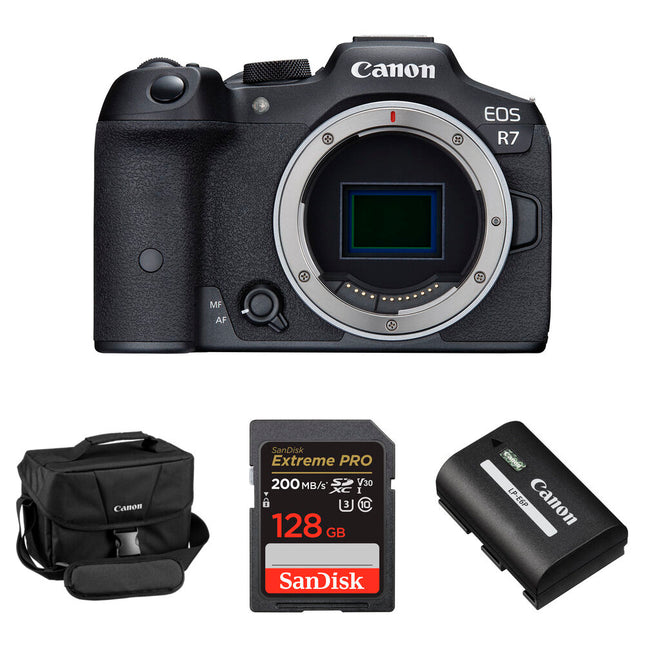 Canon EOS R7 Cámara Sin Espejo 32.5MP 4K60 con Kit Esencial 128GB