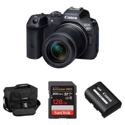 Canon EOS R7 Cámara Sin Espejo 32.5MP 4K60 Video con Lente 18-150mm y Kit Essentials+