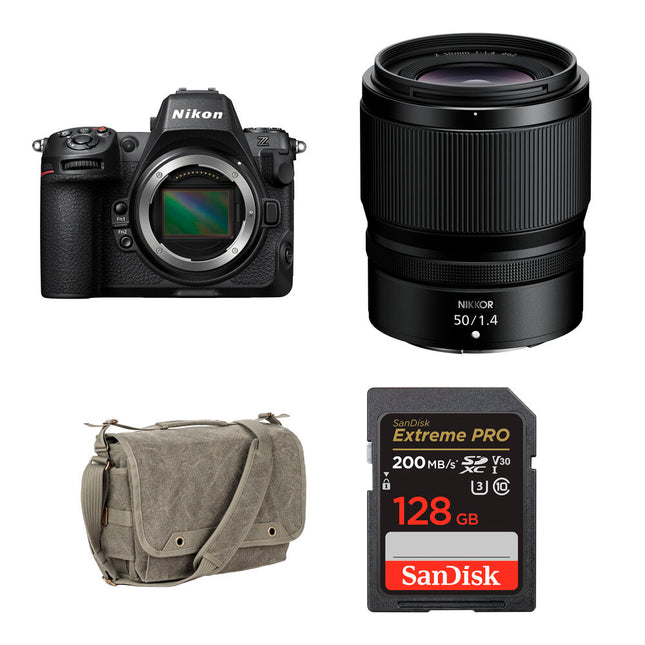 Nikon Z8 Cámara Mirrorless 45.7MP 8K 60p con Lente 50mm f1.4 y Kit Básico
