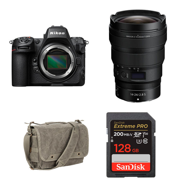 Nikon Z8 Cámara Sin Espejo 45.7MP con Lente 14-24mm f/2.8 y Kit Básico