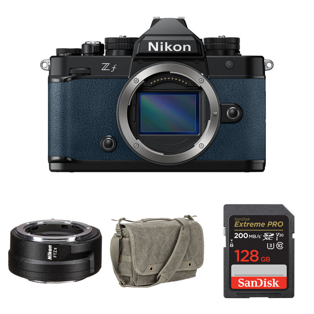 Nikon Zf Cámara sin Espejo 24.5MP 4K 30p con Adaptador FTZ II y Kit Básico Azul