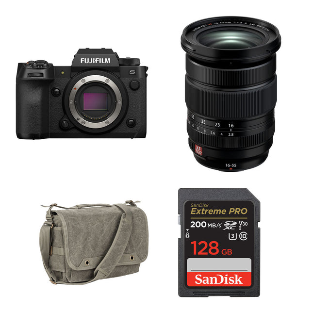 FUJIFILM X-H2S Cámara Sin Espejo 40MP 20 fps con Lente 16-55mm f2.8 y Kit Básico