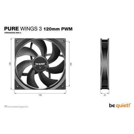 be quiet! Pure Wings 3 Ventilador 120mm 1600 rpm 49.9 CFM