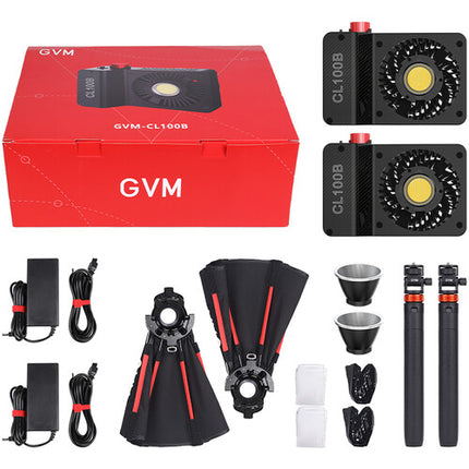 GVM CL100B Kit 2 Luces LED Bicolor Portátil 17160 Lux 2700-6800K Softbox Trípode