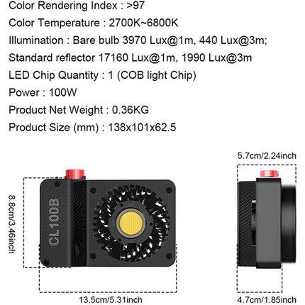 GVM CL100B Kit 2 Luces LED Bicolor Portátil 17160 Lux 2700-6800K Softbox Trípode