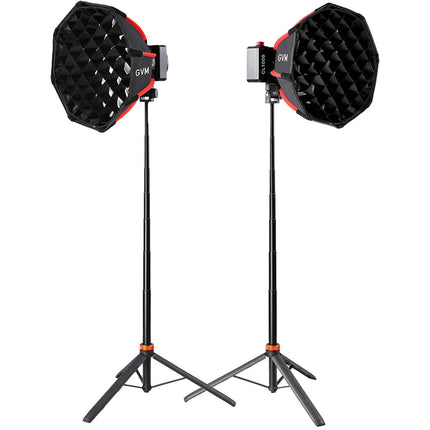 GVM CL100B Kit 2 Luces LED Bicolor Portátil 17160 Lux 2700-6800K Softbox Trípode