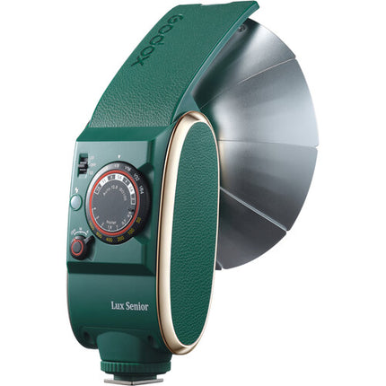 Godox Lux Senior Retro Flash para Cámara Verde Oscuro Número Guía 46 ISO 100 y Batería Recargable