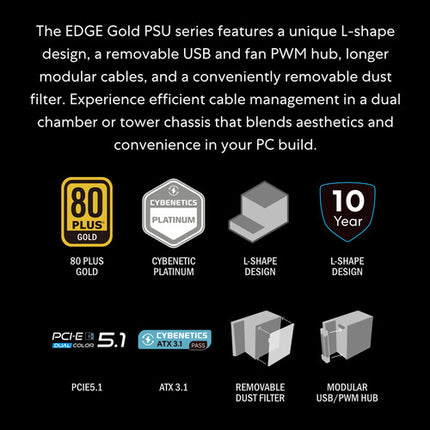 Lian Li EDGE GOLD Fuente de Poder ATX Modular 1200W 80 PLUS Gold Blanca