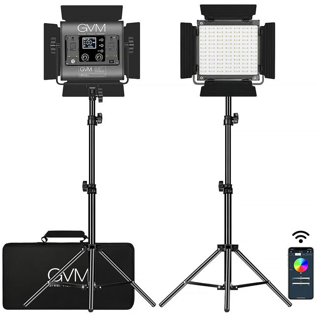 GVM 800D-RGB Panel LED Kit 2 Luces 10.6x10.3 Pulgadas Control RGB 5600K