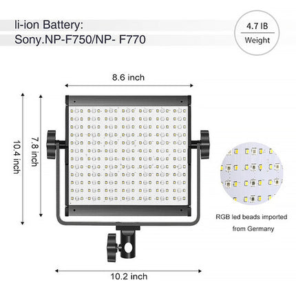 GVM 800D-RGB Panel LED Kit 2 Luces 10.6x10.3 Pulgadas Control RGB 5600K