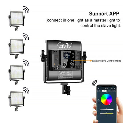 GVM 800D-RGB Panel LED Kit 2 Luces 10.6x10.3 Pulgadas Control RGB 5600K