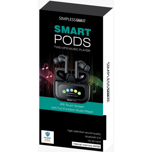 Samvix SmartPods Auriculares Inalámbricos con MP3 64GB Negro USB-C