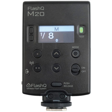 LightPix Labs FlashQ M20 Flash con Control de Exposición y Transmisor 2.4 GHz 9 m y Cabezal Inclinable 90°