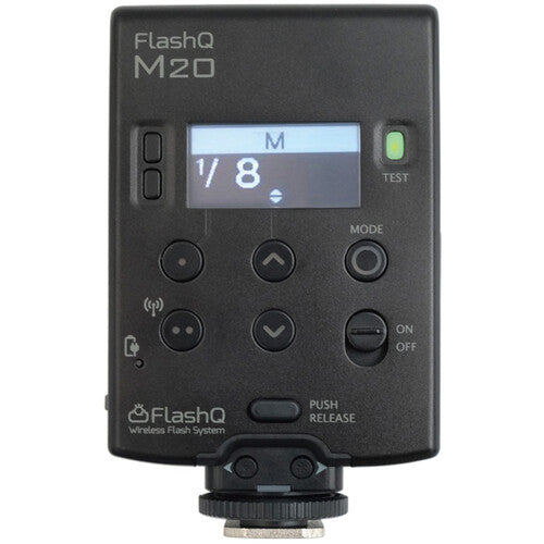 LightPix Labs FlashQ M20 Flash con Control de Exposición y Transmisor 2.4 GHz 9 m y Cabezal Inclinable 90°