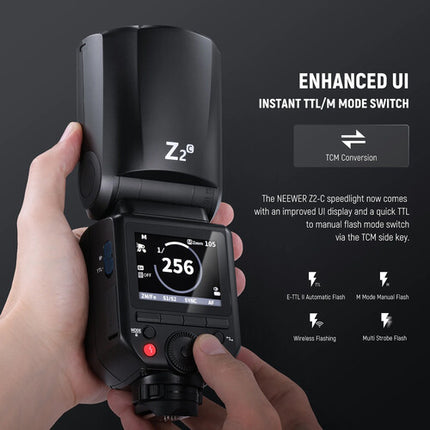 Neewer Z2-N TTL Flash Speedlite para Nikon Cabezal Redondo 76Ws Zoom 28-105mm Kit Batería