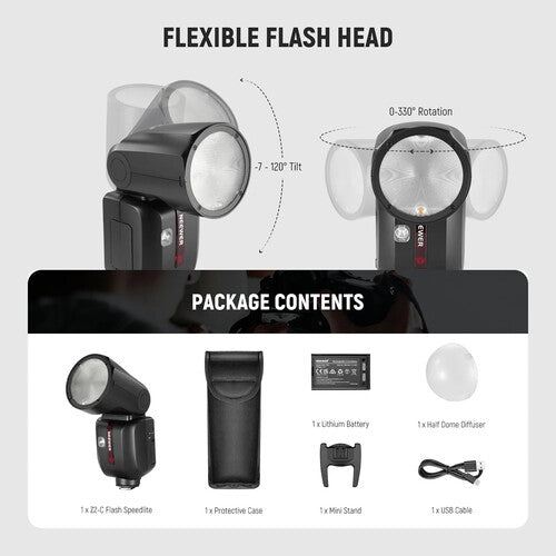 Neewer Z2-N Flash Speedlite para Nikon Cabezal Redondo 76Ws Zoom 28-105mm Kit Difusor